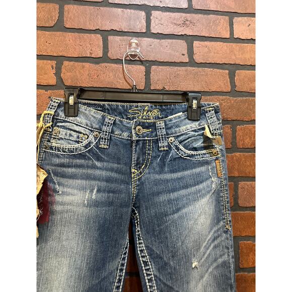 Women's Silver Pioneer Boot Cut 90's Jeans Size 26 NWT Thick Stitch Flap Pocket - Picture 4 of 14